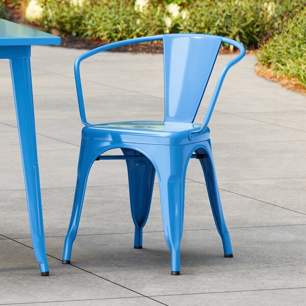 Lancaster Table & Seating Alloy Series Blue Quartz Outdoor Arm Chair