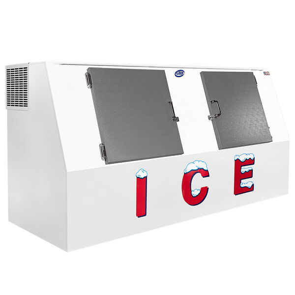 Leer LP612C-R290 94" Low-Profile Outdoor Cold Wall Ice Merchandiser with Slanted Front and Galvanized Steel Doors