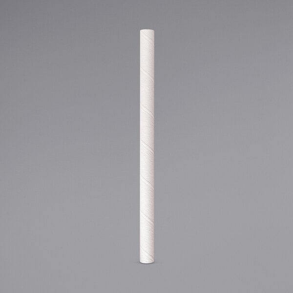 A white roll of paper with Aardvark Boba White Unwrapped Bubble Tea Paper Straws.