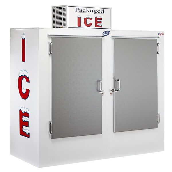 Leer 60CS-R290 73" Outdoor Cold Wall Ice Merchandiser with Straight Front and Galvanized Steel Doors