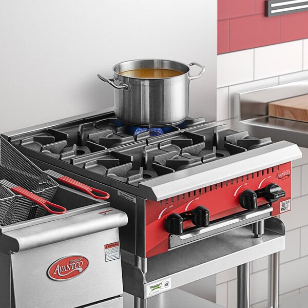 Avantco Chef Series CAG-R-4-24 24" 4 Burner Gas Countertop Range - 100,000 BTU