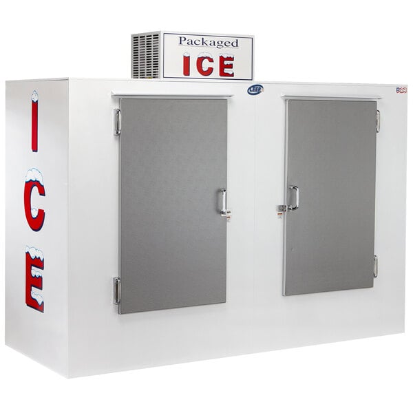 Leer 100CS-R290 94" Outdoor Cold Wall Ice Merchandiser with Straight Front and Galvanized Steel Doors