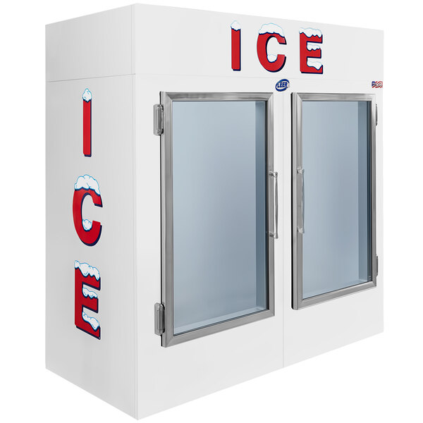Leer 75AG-R290 73" Indoor Auto Defrost Ice Merchandiser with Straight Front and Glass Doors
