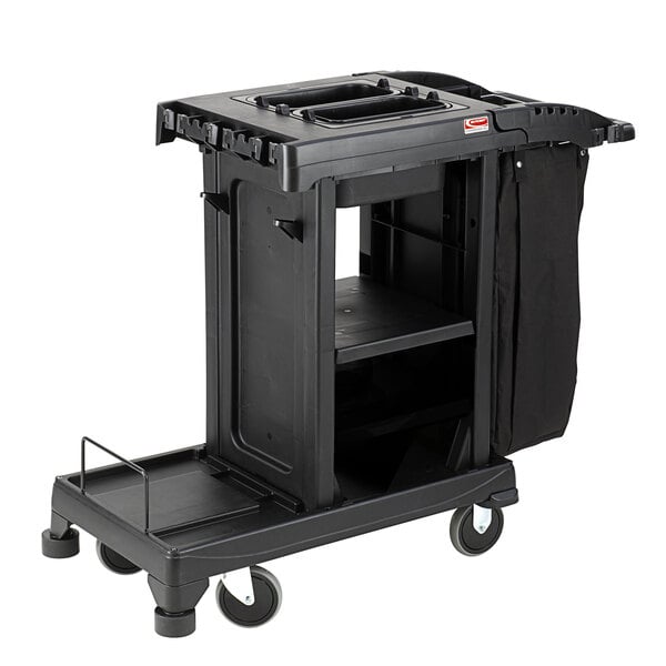 Suncast CC200 Black Janitor / Housekeeping Cart with Bag and Non-Marring Wall Bumpers