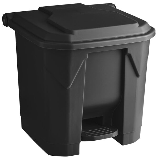 Lavex 16 Qt. / 4 Gallon Black Rectangular Step-On Trash Can