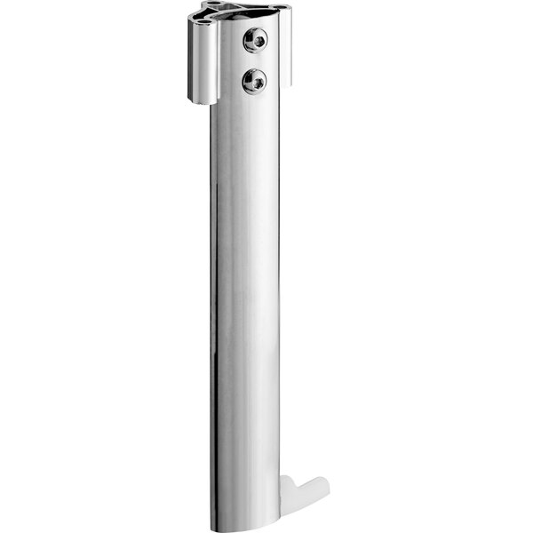 A chrome metal pole with a silver metal handle.