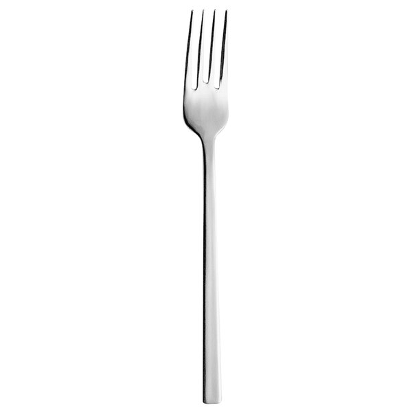 A silver Hepp by Bauscher fish fork with a white handle.