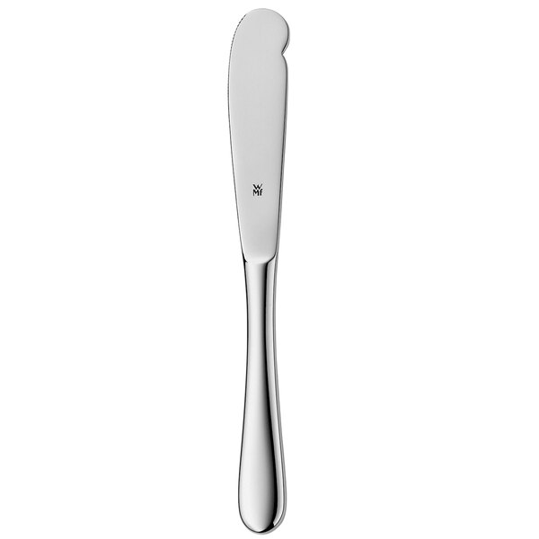 A WMF by BauscherHepp stainless steel bread and butter knife with a silver handle.