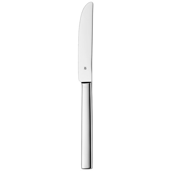 A WMF stainless steel table knife with a silver handle.