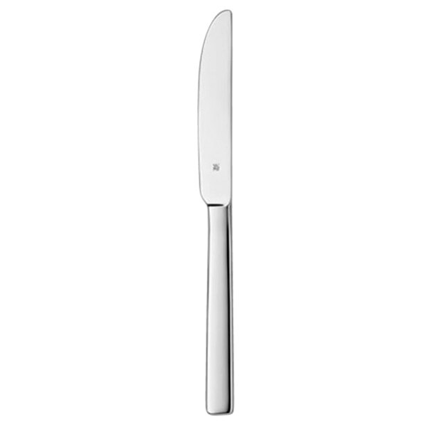 A WMF by BauscherHepp stainless steel table knife with a silver handle.