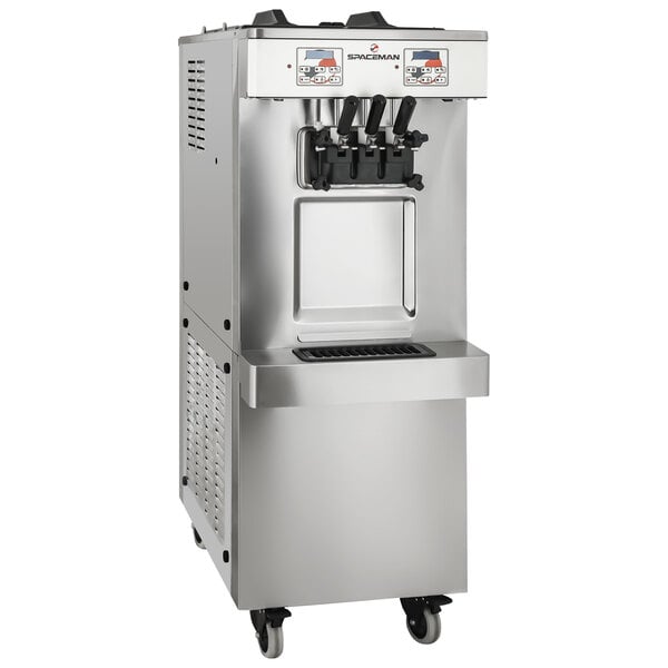 Spaceman 6250A-C Soft Serve Floor Model Ice Cream Machine with Air Pump, 2 Hoppers, and 3 Dispensers - 208-230V