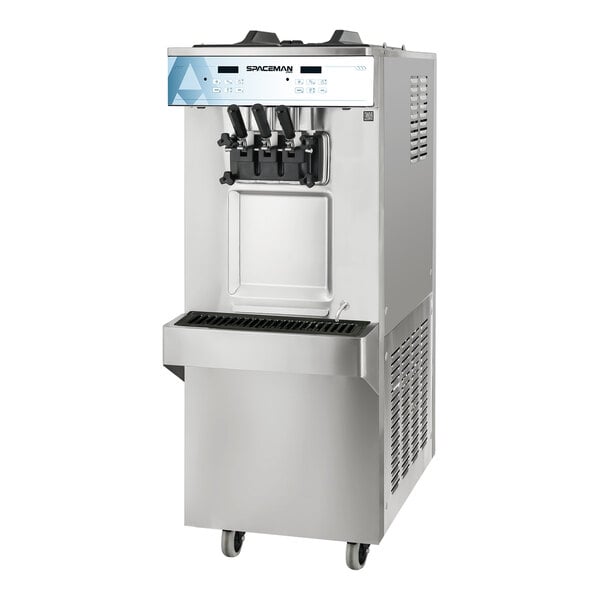 Spaceman 6250A-C Soft Serve Floor Model Ice Cream Machine with Air Pump, 2 Hoppers, and 3 Dispensers - 208-230V
