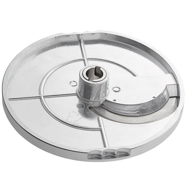 AvaMix 5/64" Curved Slicing Disc, a circular metal object with a hole in the center.