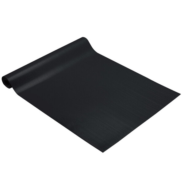 A black vinyl runner mat with a ribbed texture.