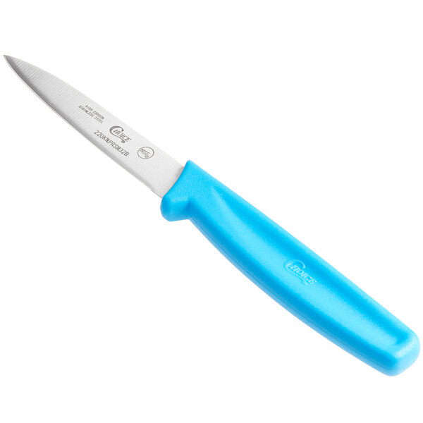 Choice 3 1/4 Smooth Edge Paring Knife with Neon Handle - 5/Pack