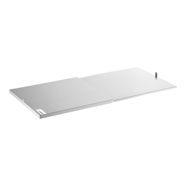 Two rectangular, flat, metallic panels with a small padlock and key visible on one panel, placed side by side on a white background.