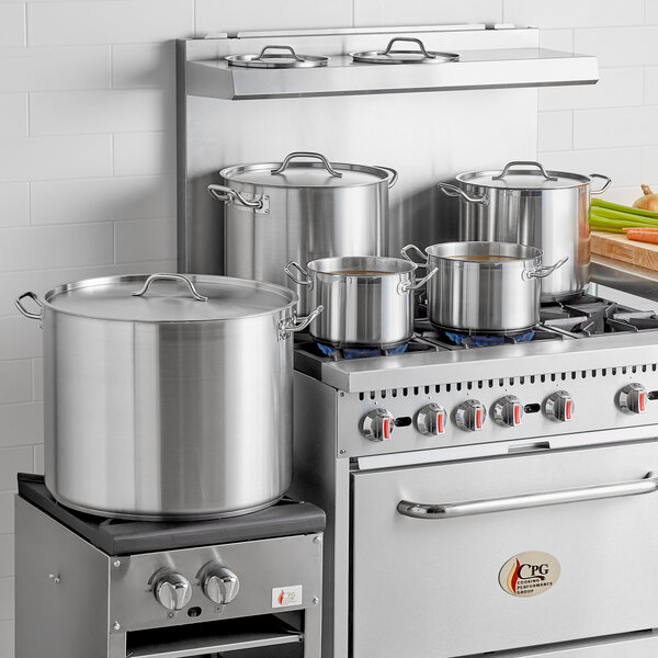 Vigor SS1 Series 6.5 Qt. Stainless Steel Stock Pot with Aluminum-Clad  Bottom and Cover