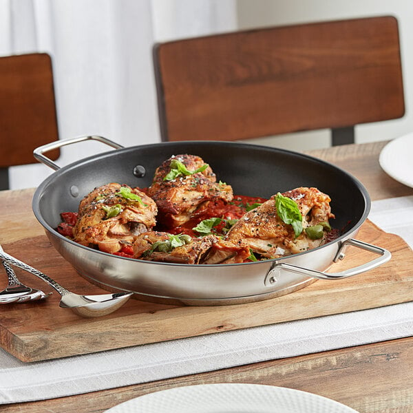 Vigor SS1 Series 12 Stainless Steel Non-Stick Fry Pan with Aluminum-Clad  Bottom, Excalibur Coating, and Helper Handle