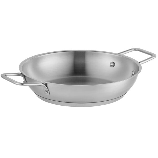 Vigor SS1 Series 3 Qt. Stainless Steel Aluminum-Clad Saute Pan with Lid and  Helper Handle