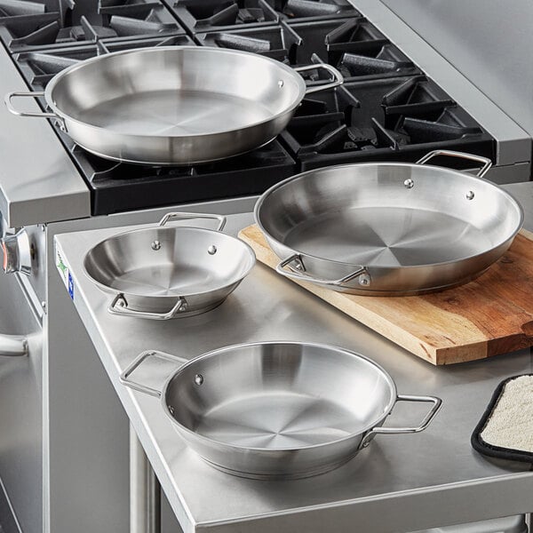 Vigor SS1 Series 9 1/2 Stainless Steel Non-Stick Fry Pan with  Aluminum-Clad Bottom and Excalibur Coating