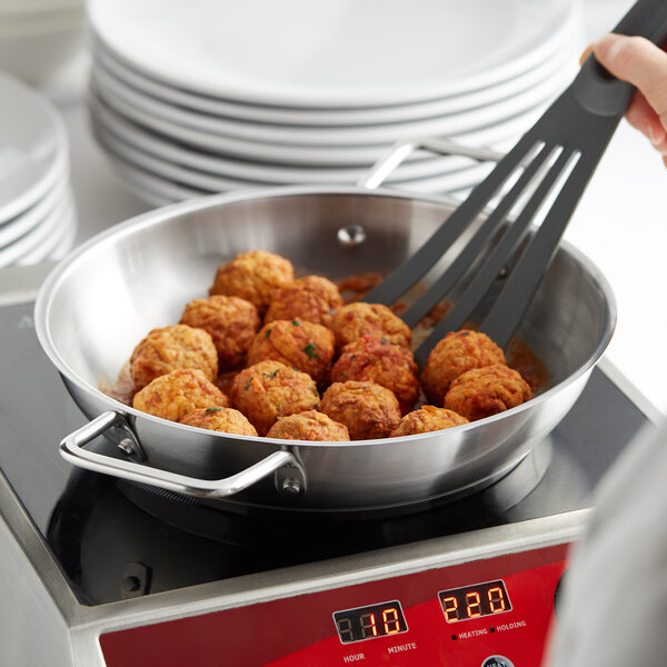 Vigor 14 Stainless Steel Fry Pan with Aluminum-Clad Bottom and Dual Handles