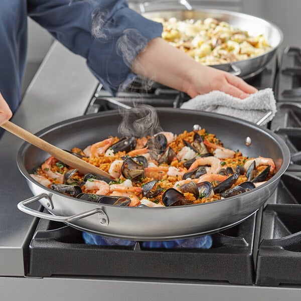 Vigor SS1 Series 15 Stainless Steel Non-Stick Fry Pan with Aluminum-Clad  Bottom, Dual Handles, and Excalibur Coating