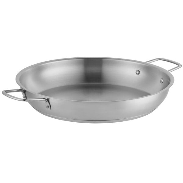 Vigor 14 Stainless Steel Fry Pan with Aluminum-Clad Bottom and Dual Handles