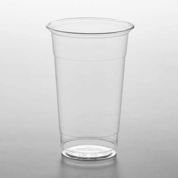 50 Pack] 20 oz Clear Plastic Cups with Flat Lids, Disposable Iced