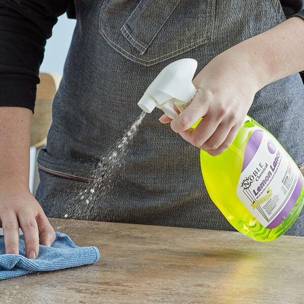 Noble Chemical 1 Qt. / 32 oz. Lemon Lance Ready-to-Use Disinfectant & Detergent Cleaner - 12/Case