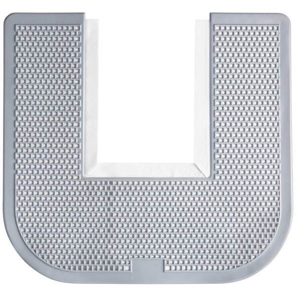 A white square plastic mat with holes.