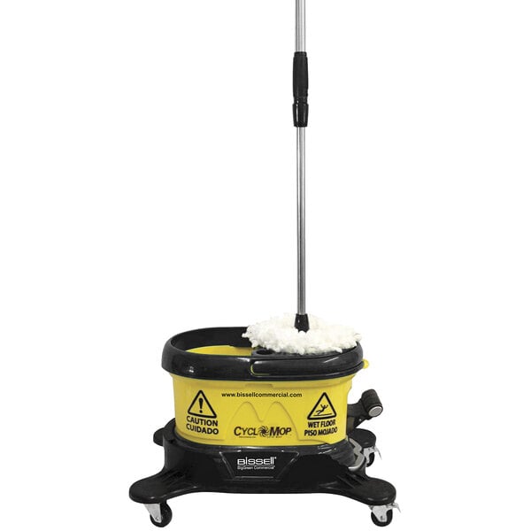 Bissell Commercial CM500D CycloMop Spin Mop and Bucket System with Dolly, 2 Mop Heads, and Scrub Brush