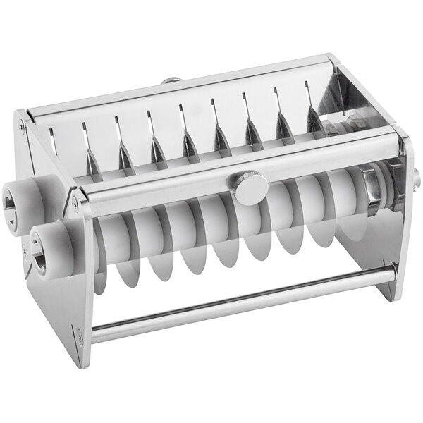 A silver metal Avantco meat stripper blade set with four blades.