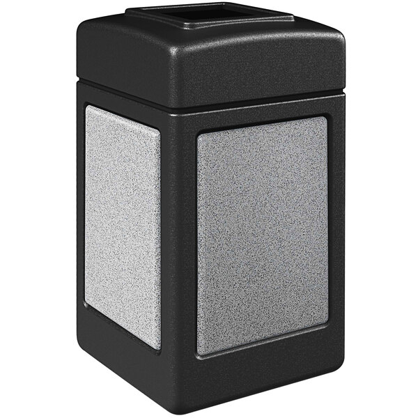 Commercial Zone 720320K 42 Gallon Square Black Open Top Decorative Waste Receptacle