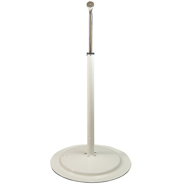 A white pedestal pole and base for TPI Industrial Circulator Fan Heads.