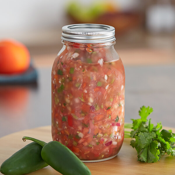 Kerr 505ZFP 32 oz. Quart Regular Mouth Glass Canning Jar with Silver