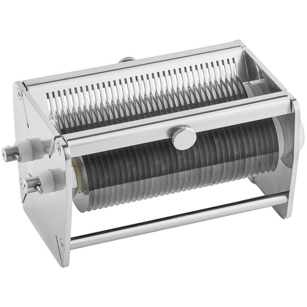 A stainless steel and black metal blade set with a handle.