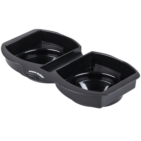 A black dish with two Conair Cuisinart 2-cup brew baskets inside.