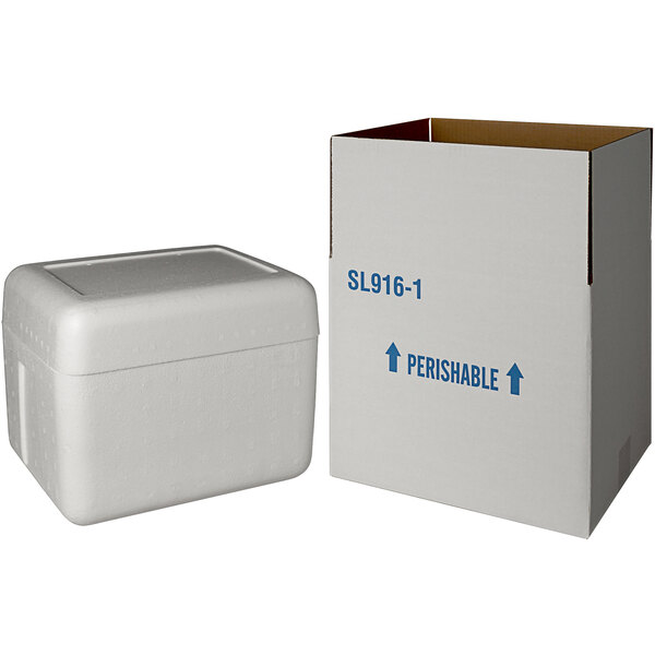 Lavex Industrial Insulated Shipping Box with Foam Cooler 12 1/8" x 10 5/8" x 9 5/8" - 1 1/2" Thick