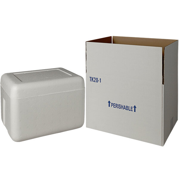 Lavex Industrial Insulated Shipping Box with Foam Cooler 13 1/4" x 10 1/2" x 9 1/4" - 1 1/2" Thick