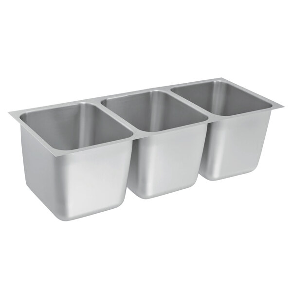 Vollrath 12123-2 40" x 16" 3 Compartment 18-Gauge Stainless Steel Weld-In / Undermount Sink - 12" Deep