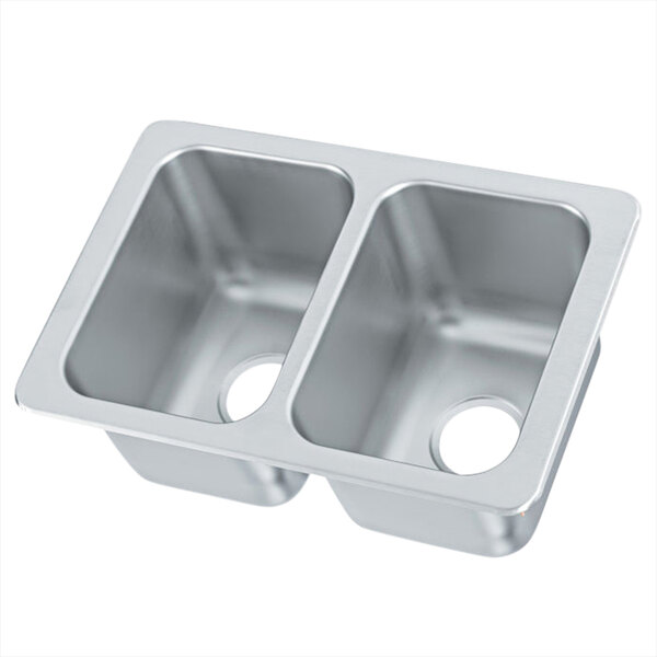 Vollrath 102-1-1 17" x 25" 2 Compartment 20-Gauge Stainless Steel Drop-In Sink - 10" Deep