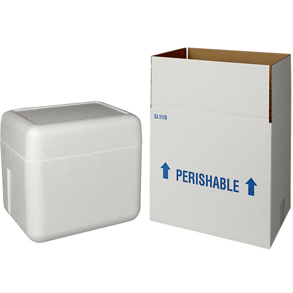 Lavex Insulated Shipping Box with Foam Cooler 11 1/8" x 8 1/2" x 11 1/8" - 1 1/2" Thick