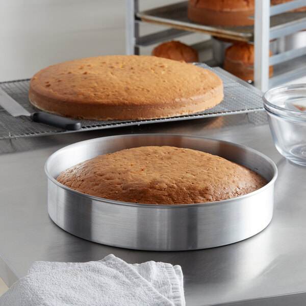 Choice 3 Deep Round Straight Sided Aluminum Cake Pan Set - 6, 8, 10,  12, and 14