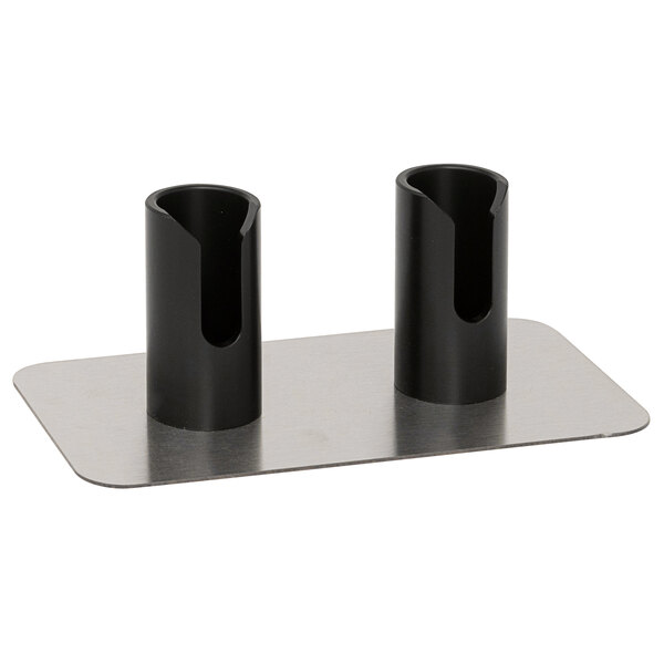 A Nemco countertop metal stand with two black cylindrical holders.