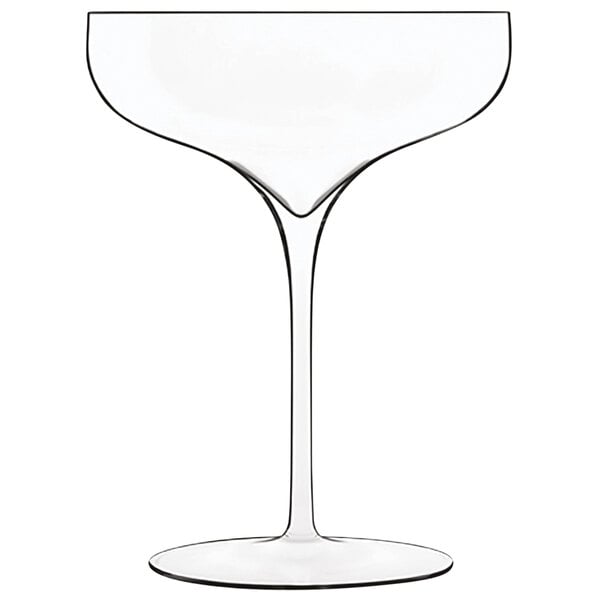 A Luigi Bormioli Vinea champagne coupe glass with a stem.