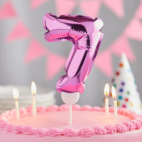 Creative Converting 9" Pink "7" Balloon Cake Topper 337517
