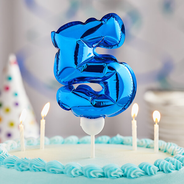 Creative Converting 9" Blue "5" Balloon Cake Topper 337529