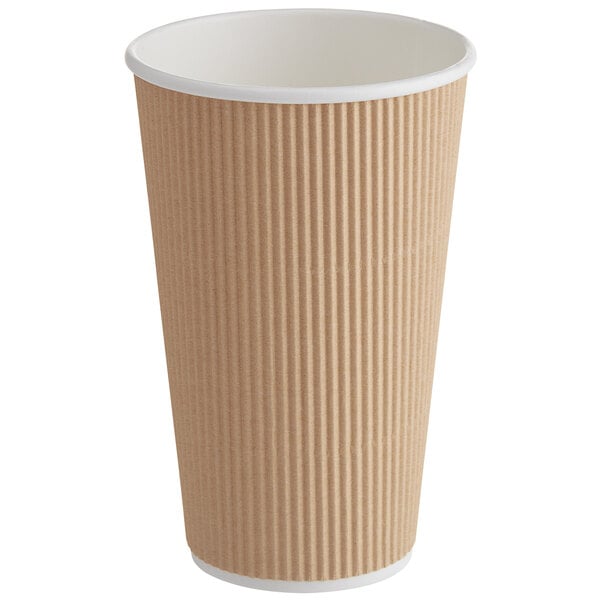 500-CT Disposable Red 16-oz Hot Beverage Cups with Ripple Wall Design: No Need for Sleeves - Perfect for Cafes - Eco-Friendly Recyclable Paper