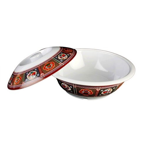 Thunder Group 8011TP Peacock 2.5 Qt. Round Melamine Serving Bowl with Lid - 11"
