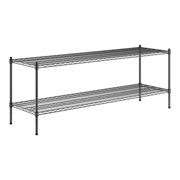 A black wire shelf kit with two shelves and posts.
